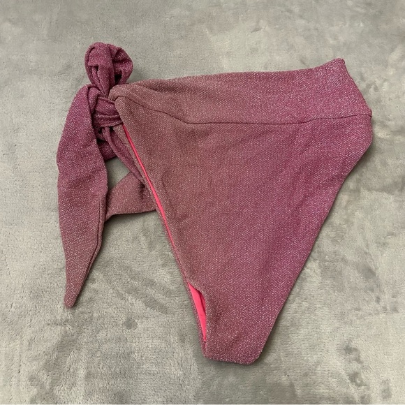 New! Beach Riot Claire sparkle ombré side tie bottoms purple 24994 - Picture 8 of 10